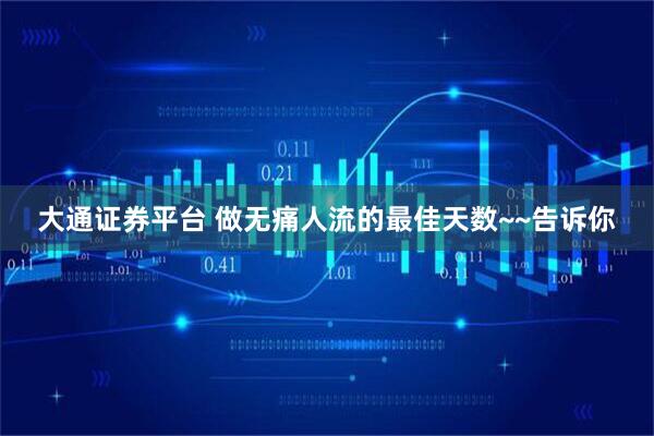 大通证券平台 做无痛人流的最佳天数~~告诉你