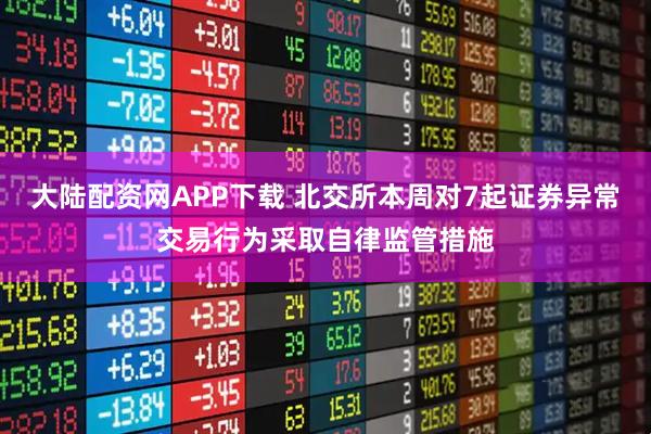 大陆配资网APP下载 北交所本周对7起证券异常交易行为采取自律监管措施